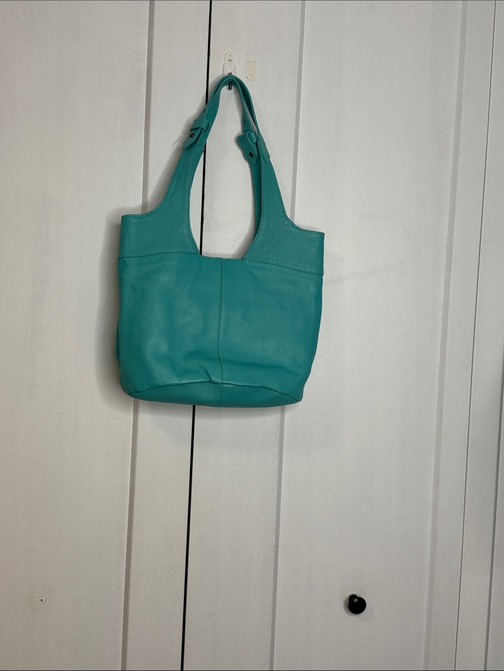 North Style Leather Turquoise Teal Leather Hobo Tote Bag - Everyday Shoulder Bag